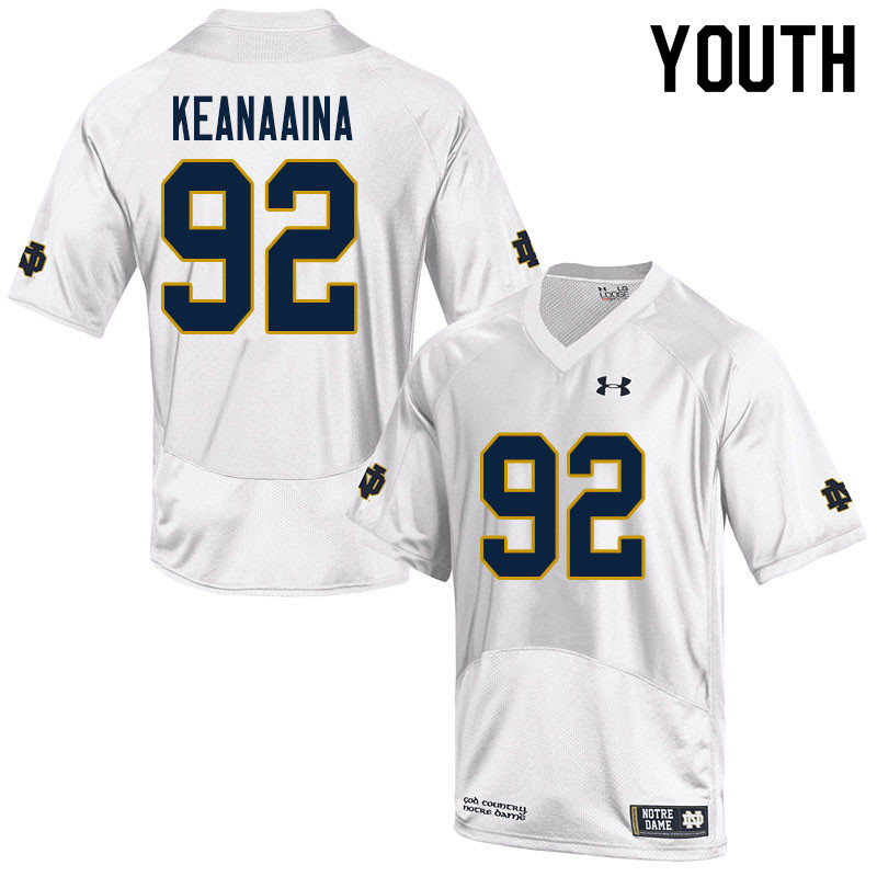 Youth #92 Aidan Keanaaina Notre Dame Fighting Irish College Football Jerseys Sale-White